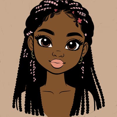 a realistic black girl with braids