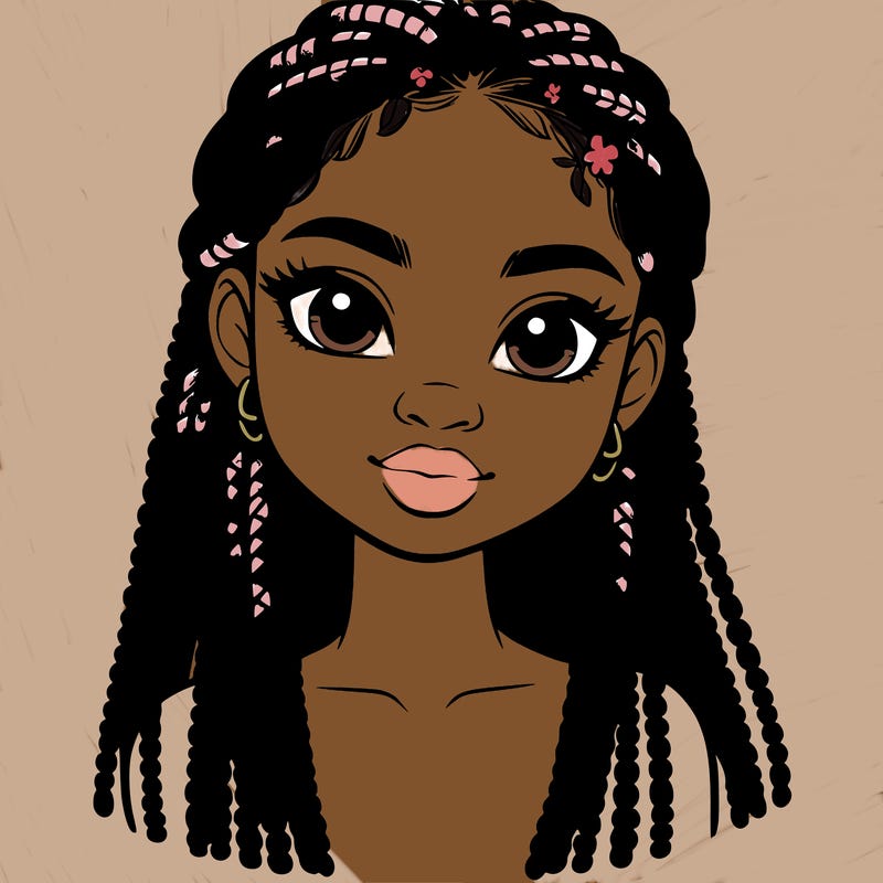 a realistic black girl with braids