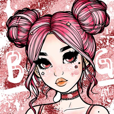 realistic girl with space buns