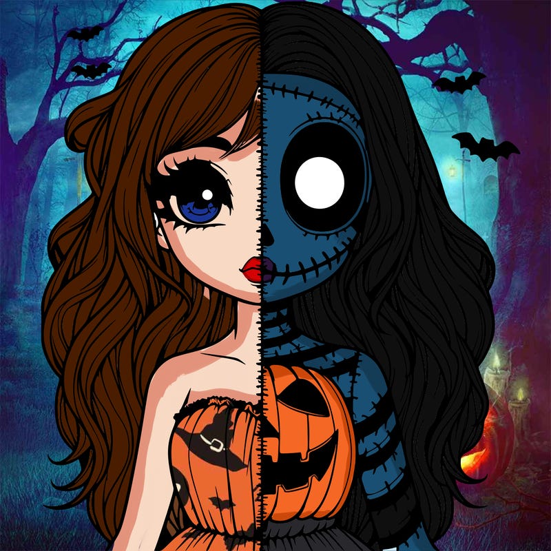 realistic girl halloween split