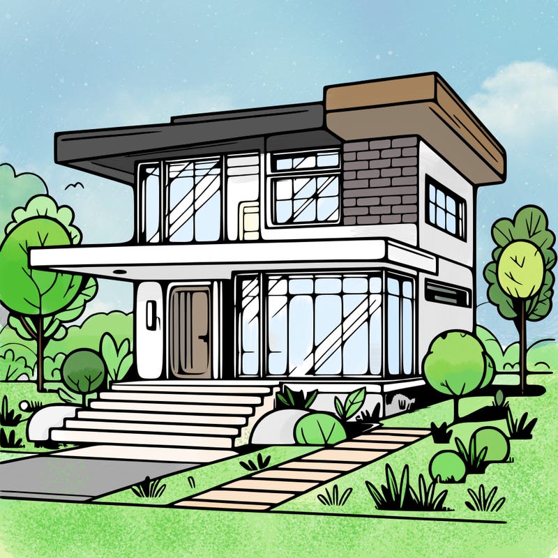 modern house with very nice grass