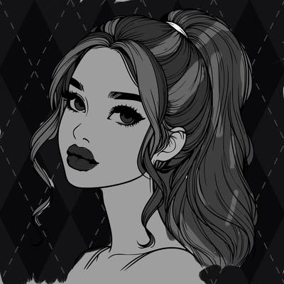 realistic girl with a ponytail on her hair and lips