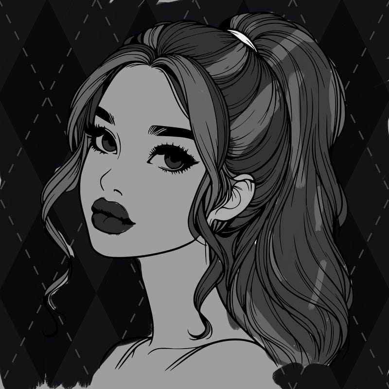 realistic girl with a ponytail on her hair and lips