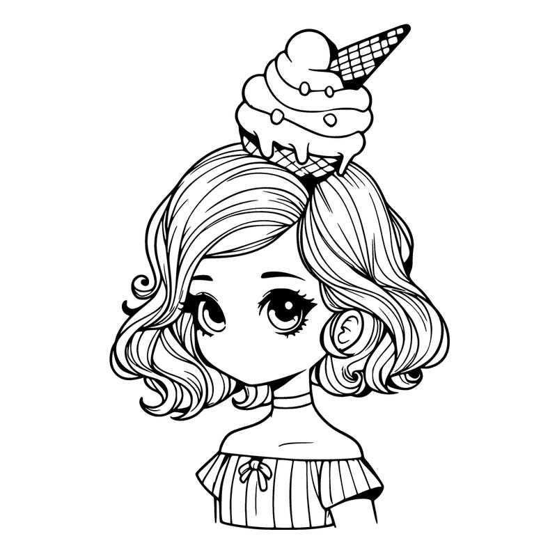 a realistic girl who has ice cream for hairstyle
