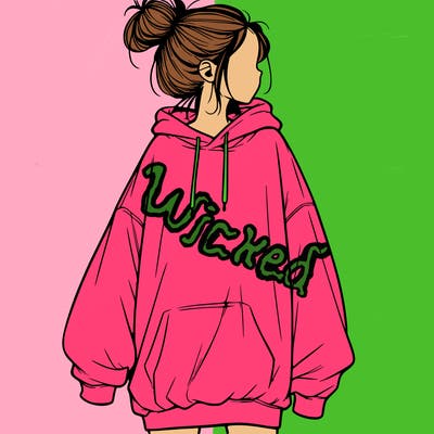 realistic girl with a oversized sweatshirt on and a bun