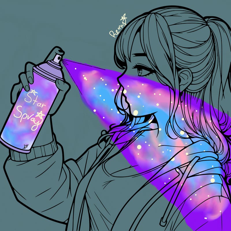 a realistic girl spray, painting