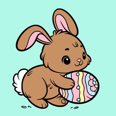 rabbit carrying an easter egg