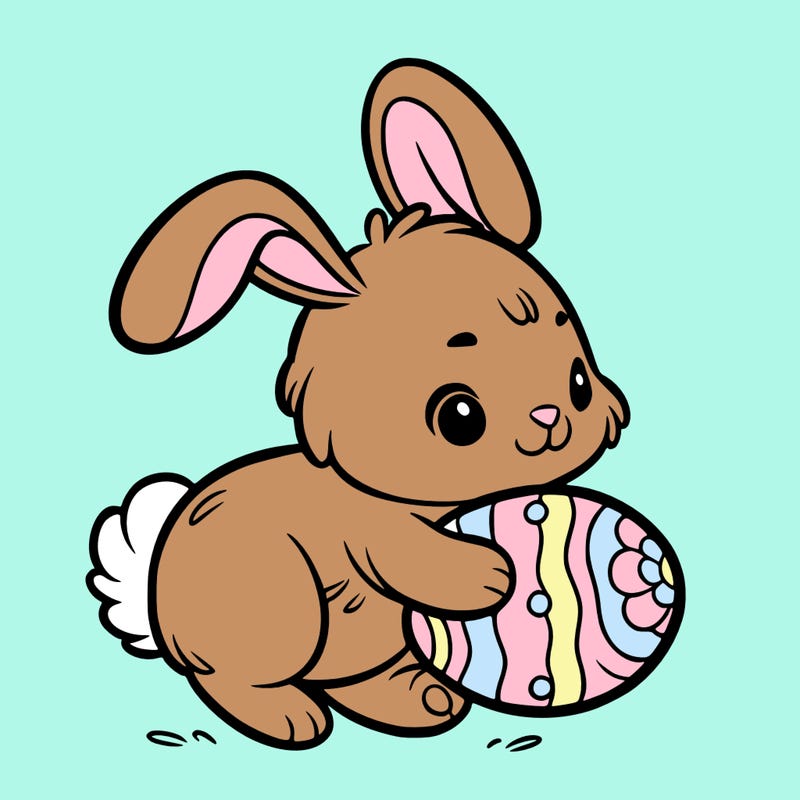 rabbit carrying an easter egg