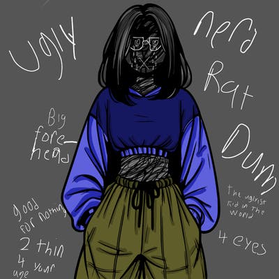 realistic girl faceless with baggy pants and a crop top