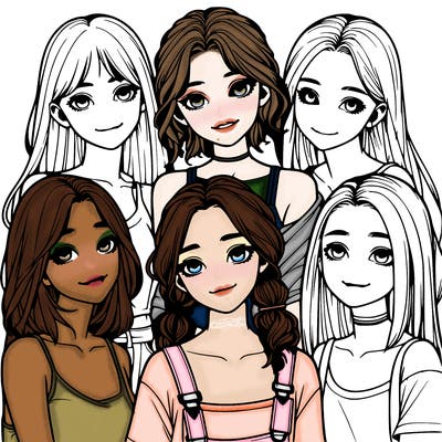 a group of girls realistic