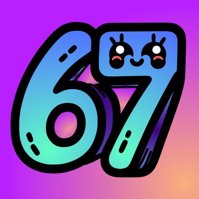the numbers 67
