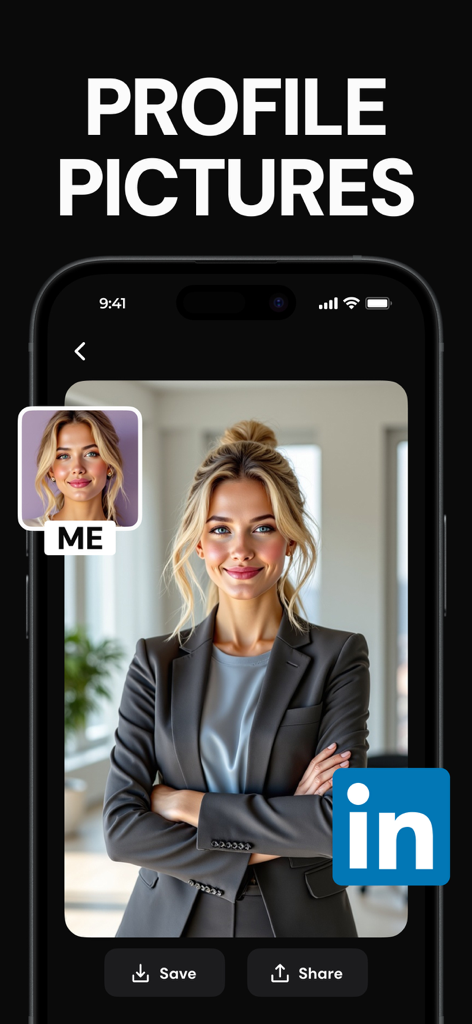 Version AI: AI Photo Creator - KI-generiertes professionelles Porträt einer Frau im Business-Anzug für ein LinkedIn-Profil