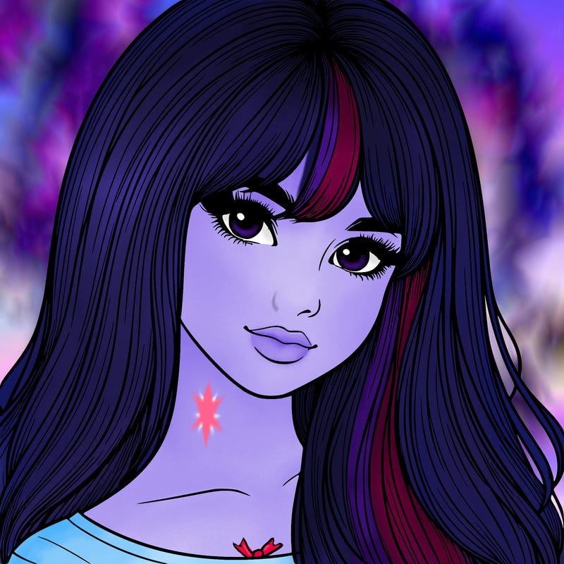 realistic girl with long hair and bangs