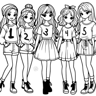 a group of five girls