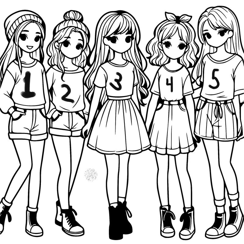 a group of five girls