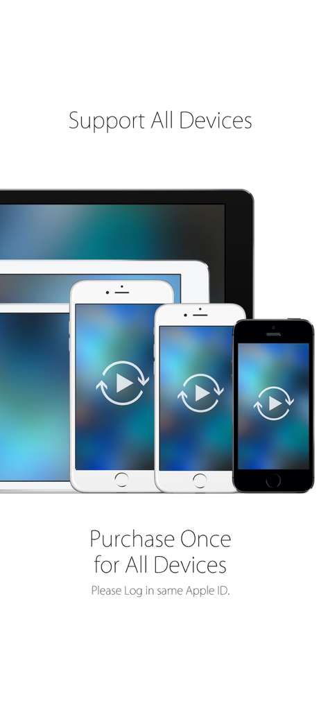 Infinite Loop Player Pro - L'app Infinite Loop Player Pro visualizzata su più schermi di iPhone e iPad per illustrare il supporto universale dei dispositivi.