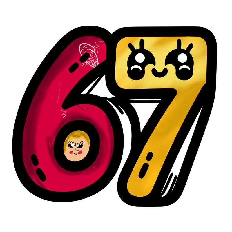 the numbers 67