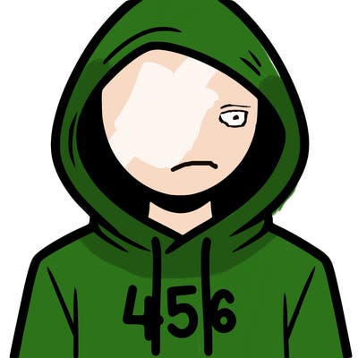a person with non face waering a hoodie with a 456 symbol