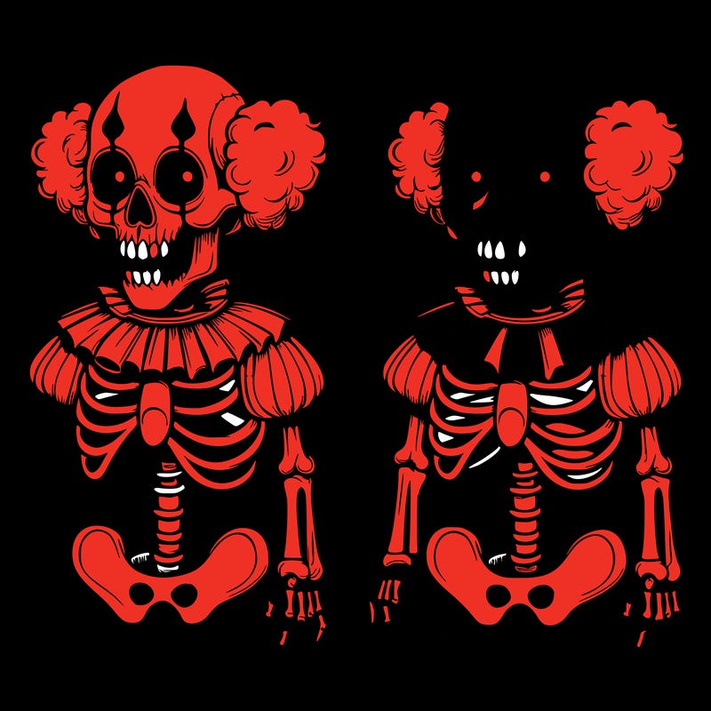 scary clown skeleton