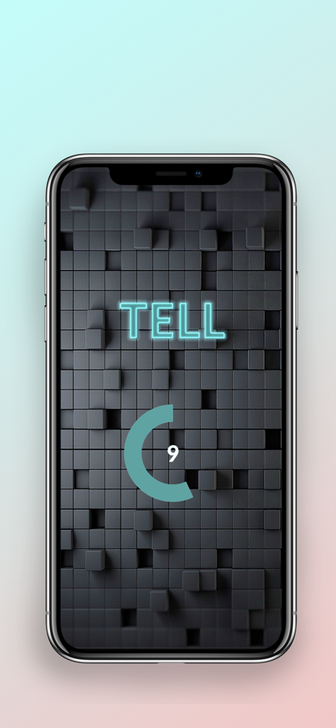 Song Association - Mobile game screen for Song Association displaying the word Tell with a 9 second countdown.