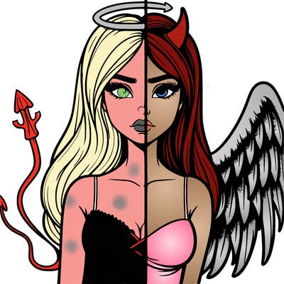 devil vs angel realistic girl