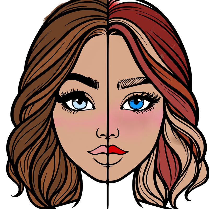 realistic girl split half