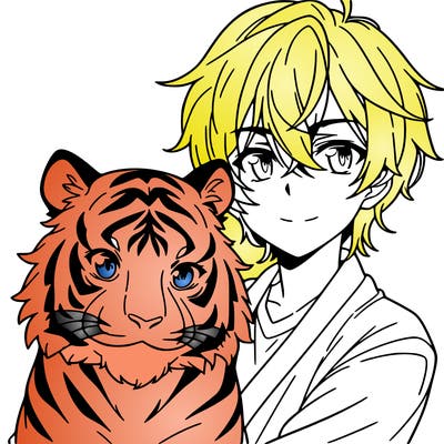 anime boy with tiger