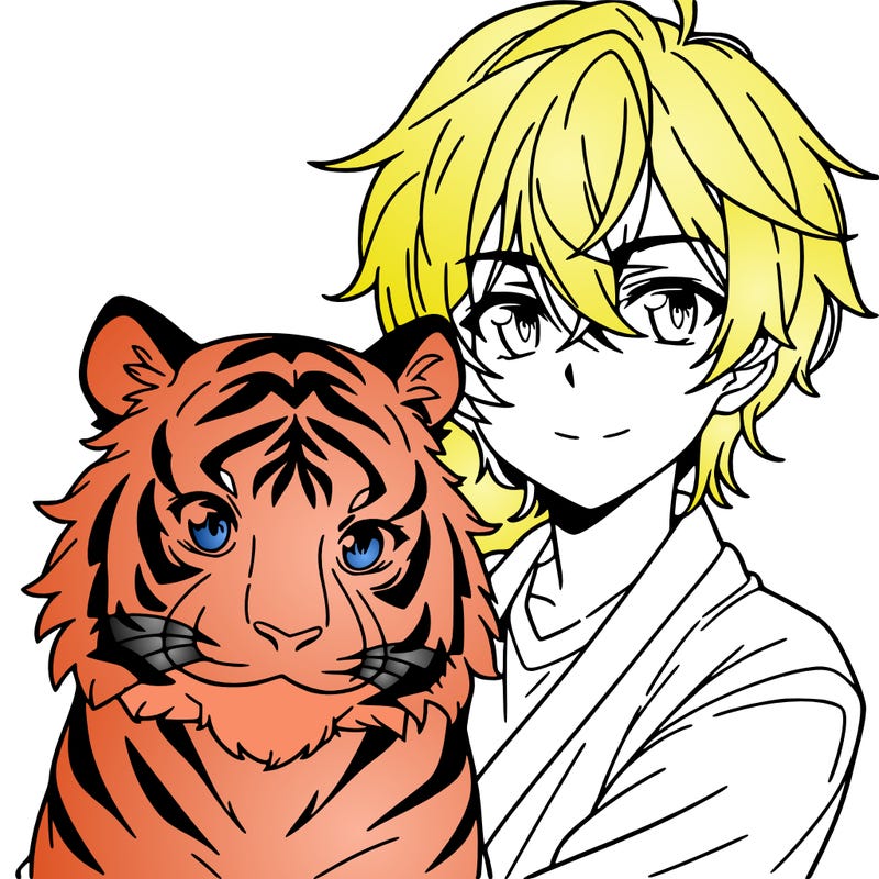 anime boy with tiger