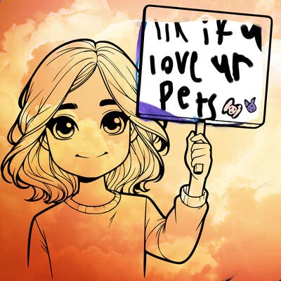 realistic girl holding up a sign