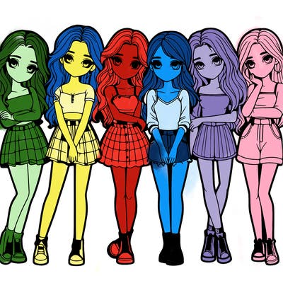 a group of girls realistic