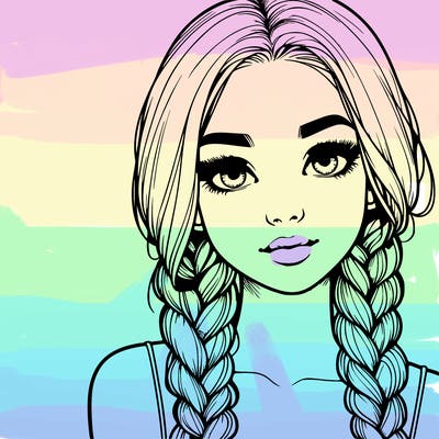 realistic girl with braids