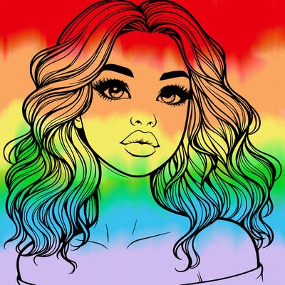 realistic girl with wavy hair and lips