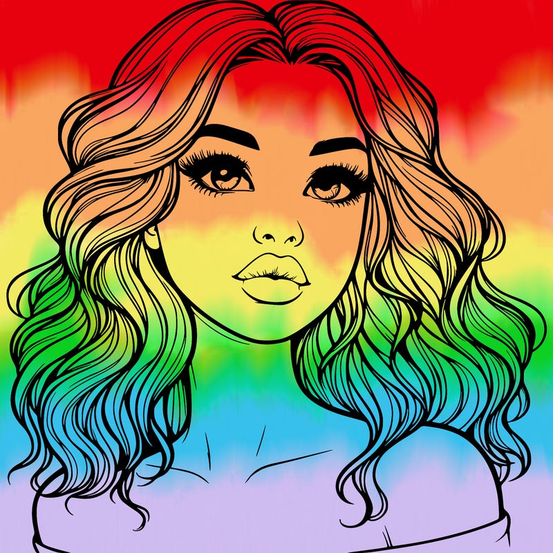 realistic girl with wavy hair and lips