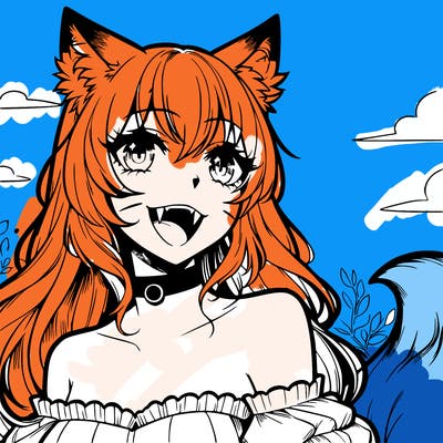 manga fox woman with fangs