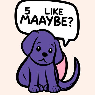 a puppy that says 5 like maybe