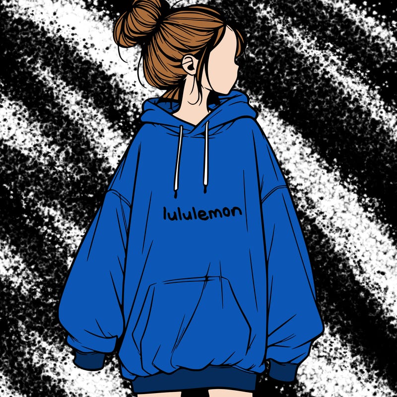 realistic girl with a oversized sweatshirt on and a bun