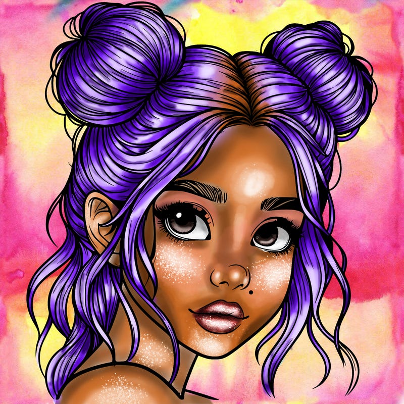 realistic girl with hair buns on her head