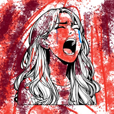 screaming realistic, girl