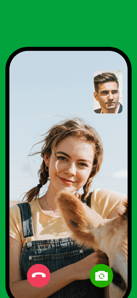 Farmers Dating App - FarmersD - A video call interface on FarmersD showing a woman with a cow chatting with a man