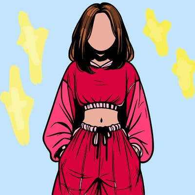 realistic girl faceless with baggy pants and a crop top