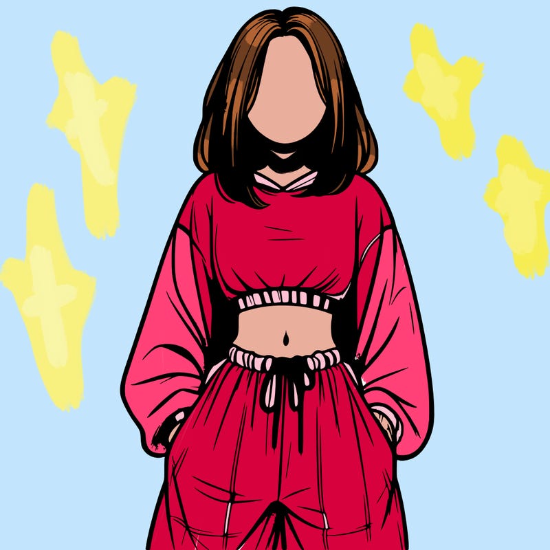 realistic girl faceless with baggy pants and a crop top