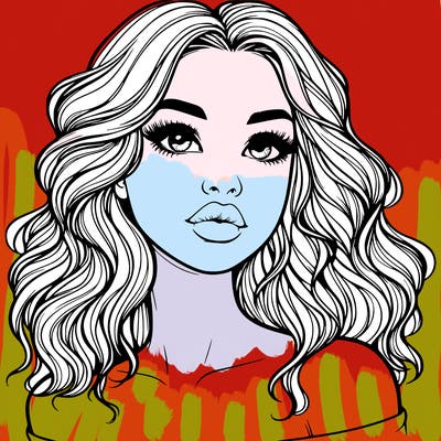 realistic girl with wavy hair and lips