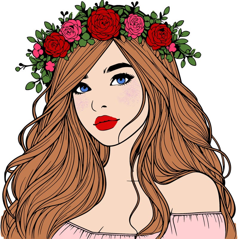 realistic girl with flower crown