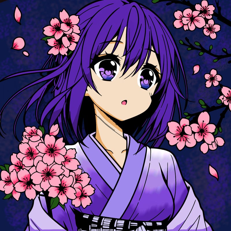anime girl with cherry blossoms