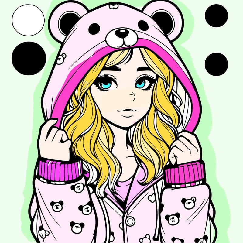 realistic girl in a animal pjs hoodie