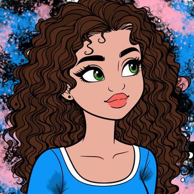realistic girl with curly hair