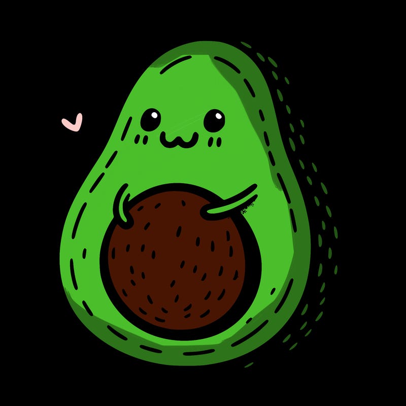 an avocado hugging an avocado