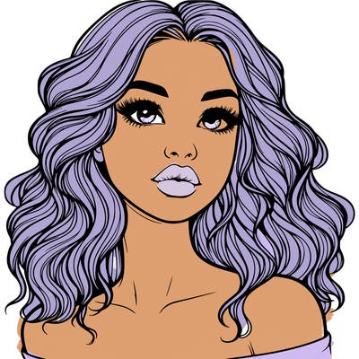 realistic girl with wavy hair and lips
