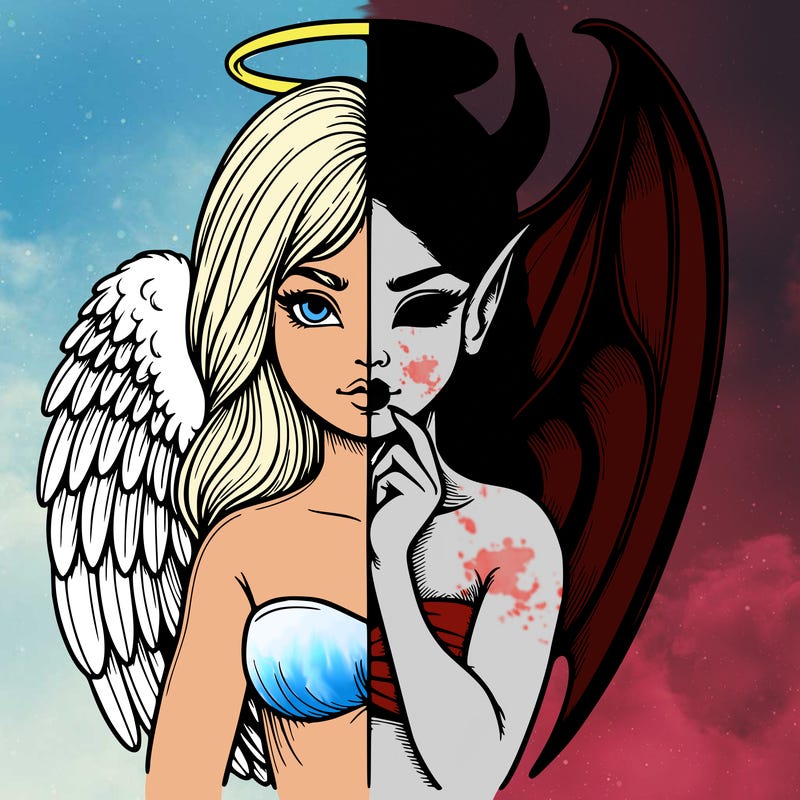 realistic angel half demon