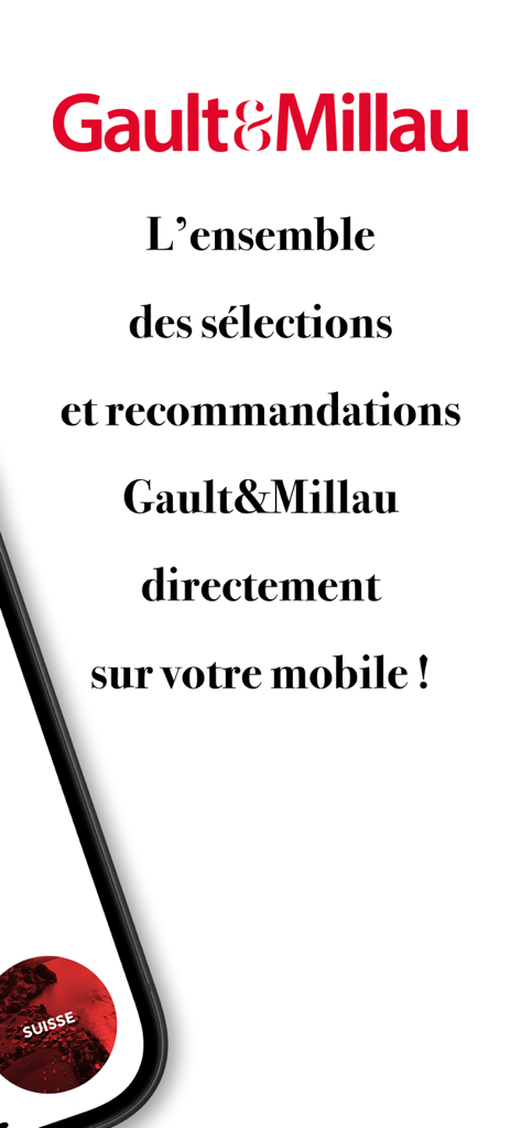 Gault&Millau France - Introductory screen for the Gault and Millau France mobile app featuring the brand logo and text about access to culinary recommendations.